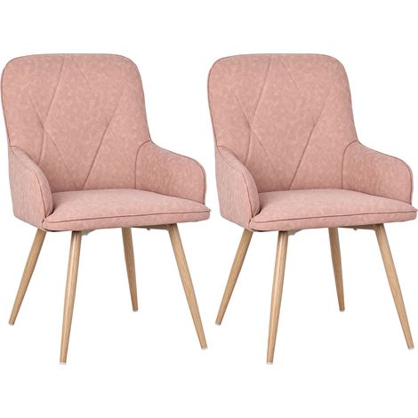 Chaises salle à manger avec accoudoirs rose lotus 57x87 cm set de 2 HOMAVO (1/5)