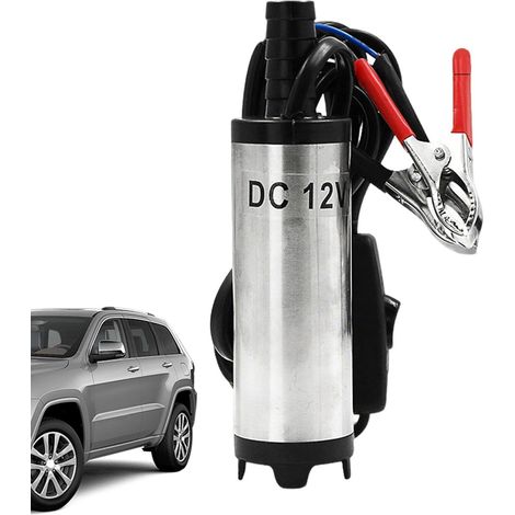 Pompe de d'huile 12V/24V – boîtier en acier inoxydable Débit de 12 l/min, course de 200 cm Pompe électrique portable pour huile, eau et liquide de frein avec pince crocodile (1/5)