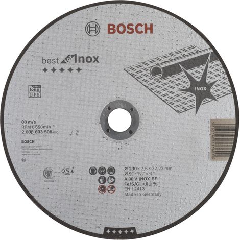 Bosch disque à tronçonner droit Best for Inox A 30 V INOX BF 230 mm 22,23 mm 2,5 mm - 2608603508 (1/4)