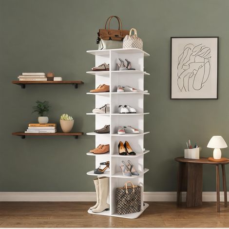 Étagère à chaussures rotative 7 niveaux PVC 60 x 60 x 184 cm (1/5)