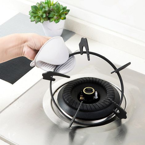 Paio di guanti in silicone, grigi, con doppio manico, per pentole e padelle, guanti per microonde, guanti resistenti al calore, per il grill della cucina (1/5)