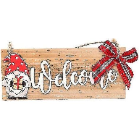 Panneau de bienvenue mural de Noël, décoration de porte d'entrée en bois, panneau « Bienvenue chez vous », couronne, panneau de porte d'entrée (1/5)