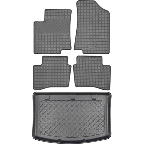 Kia Rio III UB Hatchback (5 porte) da agosto 2011 a gennaio 2017 SET - tappetini in gomma per auto + tappetino per il bagagliaio
