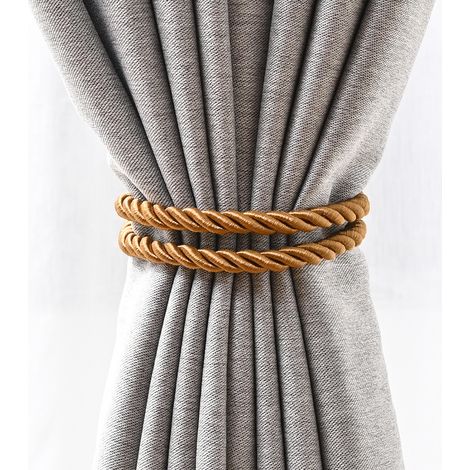 Lot de 2 crochets à rideaux, supports de rideaux tissés marron (1/4)