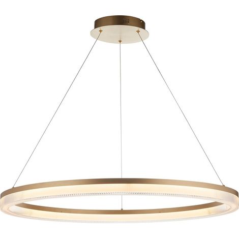 Merano Aurelia Plafonnier suspendu finition plaquée or brossé et acrylique opale nervuré 41 W LED blanc chaud (1/5)