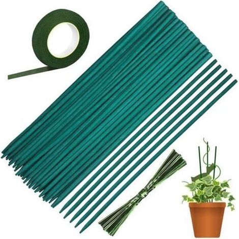 50 Pièces Tuteurs pour Plantes Vertes Bâtonnets de Soutien Tiges de Support Bambou avec 30 Yard Ruban de Papier et 50 Attaches Végétales Tuteur pour Plantes Grimpantes Bâton de Plante (15in / 38 cm) (1/5)