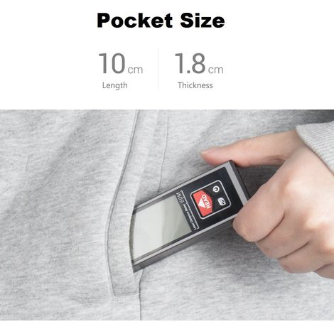 Télémètre Laser - Précision ±2 mm - Mesure Longueur Surface Volume - Auto-calibrage - Batterie Rechargeable 850 mAh - USB-C - Poche Compacte - 100,3 x 33,4 x 18,3 mm - 68 g (1/5)