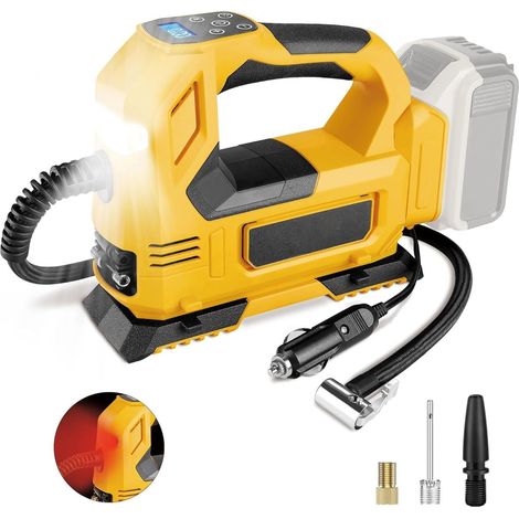Akku-Kompressor für DeWalt 18V Akku (ohne Akku), Tragbare LED-Licht Handheld Luftpumpe mit digitalem Manometer, Elektrische Luftkompressor für Autos, Motorräder, Fahrräder, Sportbälle (1/5)