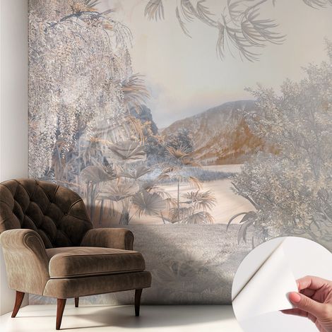 Papier peint adhésif décoratif pour salon chambre et cuisine Facile à poser avec colle La nature de la subtilité 250x250 cm (1/5)