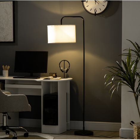Lampadaire arc 64x38x163,5 cm acier noir et blanc, interrupteur au pied pour salon – MEUBLIV (1/5)