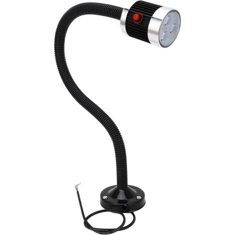 Lampe industrielle LED à col de cygne avec base magnétique ronde, pour machines-outils CNC et tours, 220 V CA, 3 W (1/5)