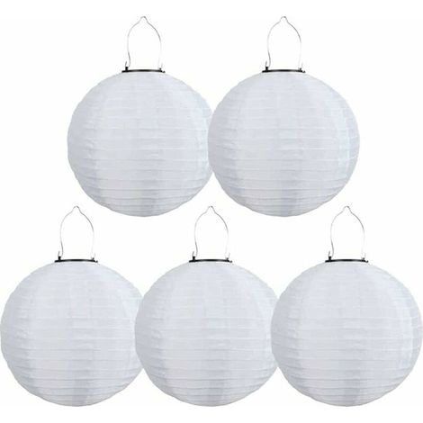 Set mit 5 wasserdichten LED-Solarlaternen für den Außenbereich, für Garten, Kirche, Hof, Party, Dekoration (weiß, 30 cm) (1/5)