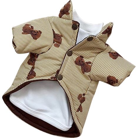 Manteau d'hiver pour chien polyvalent élégant imprimé mignon chaud coupe-vent vêtements pour animaux de compagnie pour chiens chiots chats jaune S (1/5)