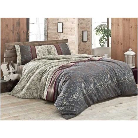 Bettwäsche - 1 Bettbezug 220 x 240 cm + 2 Kissenbezüge 60 x 60 cm - 65% Baumwolle, 35% Polyester - Grau (1/3)
