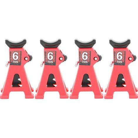 Set mit 4 verstellbaren Miniatur-Wagenhebern aus Aluminium für RC-Cars im Maßstab 1:24 (SCX24), rot