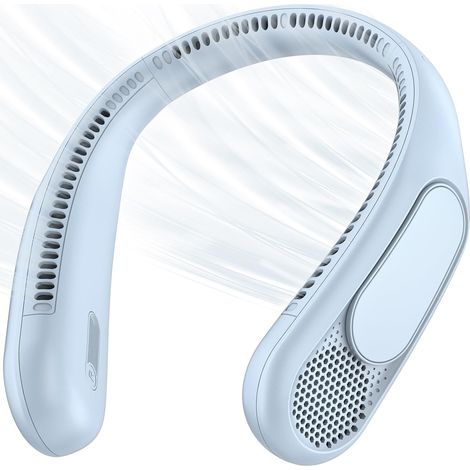 Ventilateur de Cou, Ventilateur Portable avec 66 Sorties d’Air, Flux d’Air 360°, 4 Vitesses, 6000mAh Rechargeable USB, Ventilateur Mains Libres Léger et Confortable pour Bureau, Voyage, Trajet (1/5)