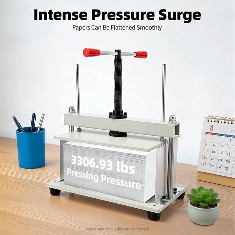 Manual Paper Press, 1.5T Dual Counterbalance Bars Flat Pressing Machine Suitable for Fabric, Leather, Paper Boxes, Cardboard, Stickers, Documents, Albums (1/5)