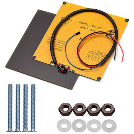 Plateforme de base ultra-mince de 220 x 220 mm avec surface de construction en plaque de verre + lit chauffant en aluminium 12V (avec câble), adaptée aux imprimantes 3D Anet A8 A6, ANYCUBIC I3 Mega et (1/4)