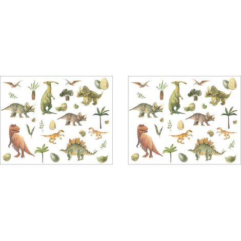 2 Ensembles Sticker mural dinosaure stickers muraux chambre autocollant mural chambre feuille de palmier stickers autocollants 3d pour les enfants décor etiquette autocollante PVC (1/5)
