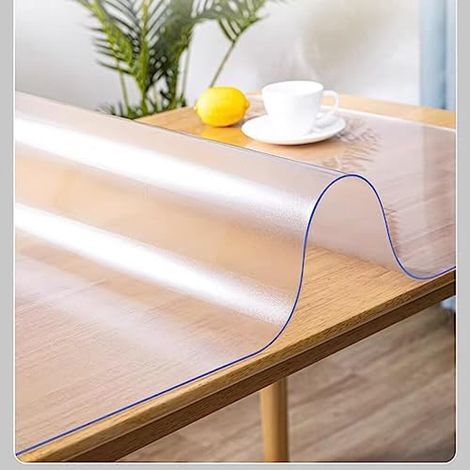 Nappe de table en PVC transparent givré imperméable de 2 mm - Résistante à l'huile - Résistante aux hautes températures - Inodore - Pour table de salle à manger et table basse (1/5)