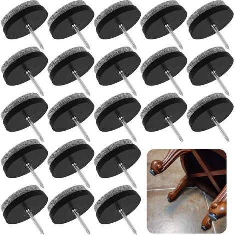 Patin Chaise a Clouer,Tampon Chaise,80 Pièces Clous Patins de Meuble,Patins Meubles en Feutre Tampons pour Protection Pieds de Table Chaise Meubles,22 mm Pads en Feutre Glide Noir (1/5)