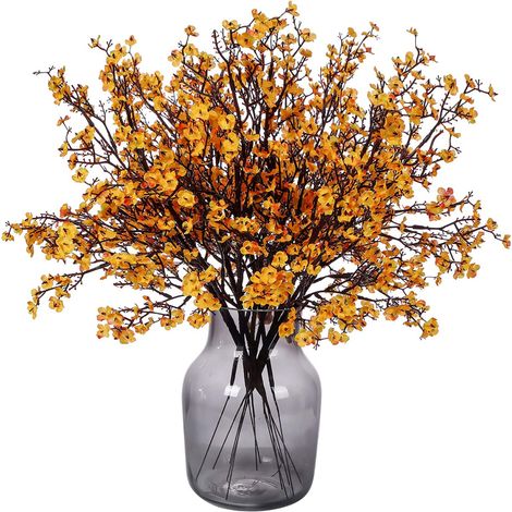 6 Bouquets de gypsophile, 50 cm, plastique et tissu non tissé, fleurs artificielles, décoration maison et mariage, orange (1/5)