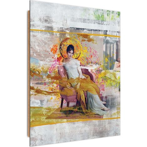 Tableau bois Dame dans la chaise - 70 x 100 cm (1/5)