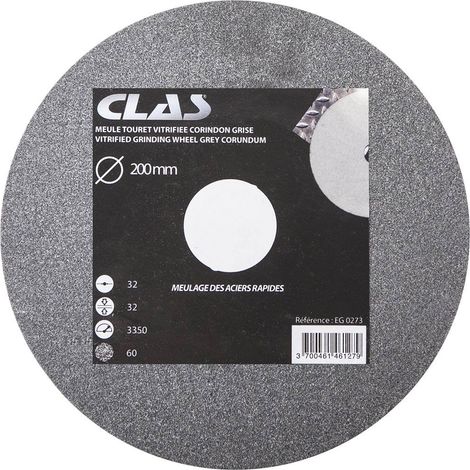Meule touret vitrifiée corindon grise 200x32x32mm grain 60 - EG 0273 - CLAS Equipements (1/2)