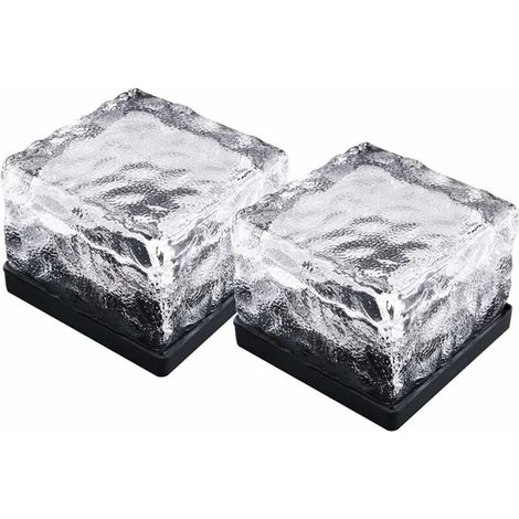 Lampes solaires de jardin, bloc de verre étanche, lampe solaire de jardin (2 pièces, lumière blanche) (1/5)