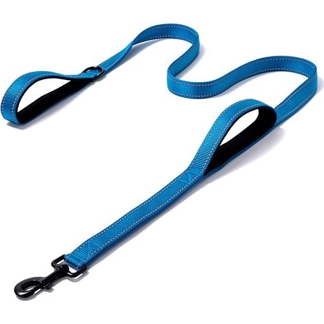 Guinzaglio per cani da 1,8 metri, riflettente e resistente, con doppia maniglia, imbottito, resistente, in nylon, per cani di taglia grande e media, blu. (1/5)
