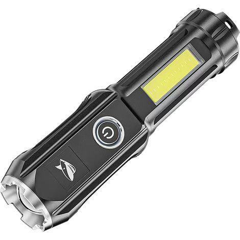 Lampe torche rechargeable ultra longue portée 1500 m avec zoom télescopique 100 000 m avec câble USB et 5 modes (noir, taille unique) (1/5)