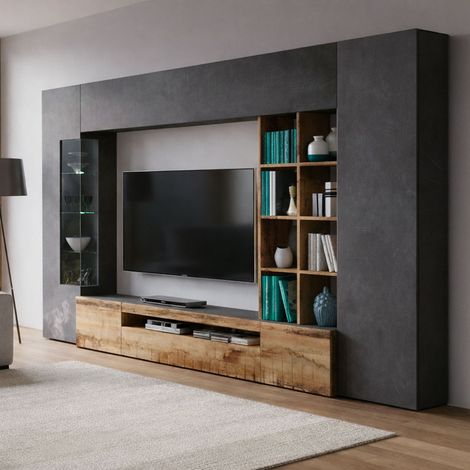 Parete Attrezzata - 20 Ripiani 24 Vani, Marrone Acero, -, 290x40x192h cm Gruzin (1/4)
