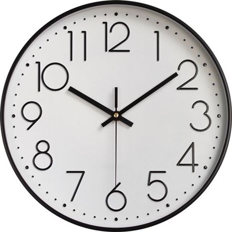 Horloge murale sculptée - Horloge silencieuse - 30 cm - Chiffres 3D, mouvement à quartz - Verre transparent, aiguilles en métal - Or/blanc, or/noir, noir/blanc - Idéale pour le salon, la chambre, la c (1/5)
