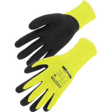Gants de sécurité SINGER NYM15HVG Fluorescent jaune Taille 9, paume latex noire (1/3)