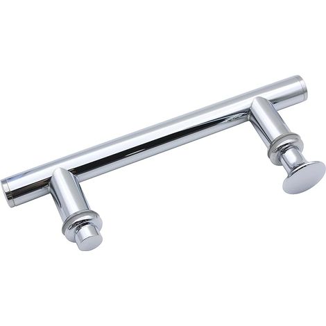 Poignée de porte de douche en acier inoxydable 304 avec bouton en plastique, 1 poignée de porte de douche ronde en verre, armoire de salle de douche 145 mm trou à trou