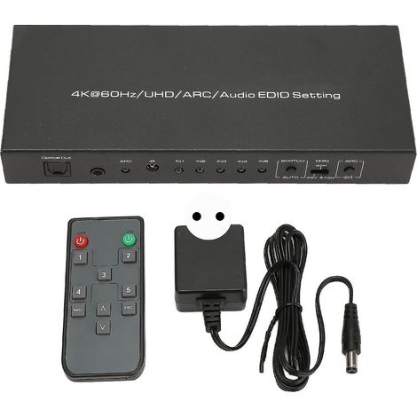 Boîtier répartiteur/commutateur audio multimédia haute définition HDR à 5 ports, compatible 4K 60 Hz, ARC, (1/5)