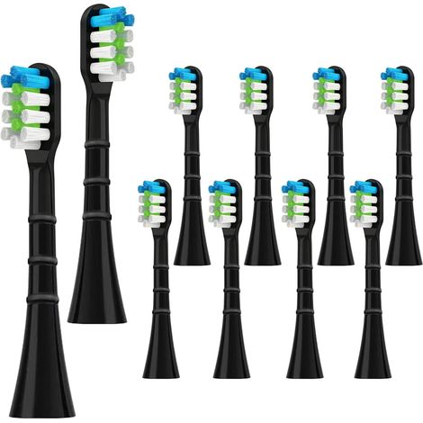 Lot de 10 têtes de brosse à dents de rechange, compatibles avec toutes les brosses à dents électriques Smien, S121, soins dentaires doux et efficaces pour un usage quotidien, alternative idéale (noir) (1/5)