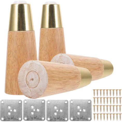 Pieds de lit et repose-pieds de rechange en bois, ensemble de 4 pièces pour usage domestique (1/5)