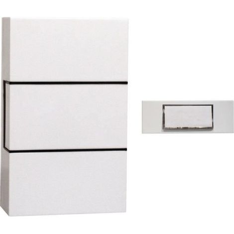 Chacon – Carillon filaire blanc avec bouton-poussoir rétroéclairé – Indice de protection IP44 – Transformateur intégré – Sonnerie ding dong (1/5)