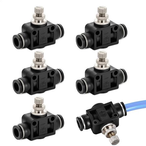 Raccord Rapide Air Comprimé,Raccord Tuyau D'Arrosage,Clapet Anti Retour,raccord Pneumatique pour Systèmes Pneumatiques et Automatisation Industrielle,Tuyau de 6 mm 1/4",6 Pièces (1/5)