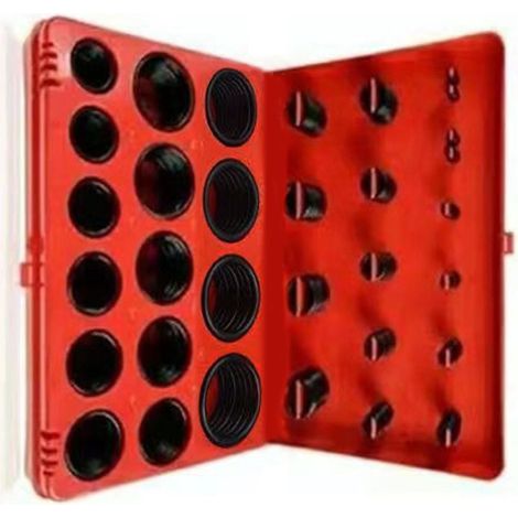 O-Ring-Sortiment, wasserdicht, ölbeständig, Kunststoffgehäuse, O-Ring-Set für Reparaturen am Kfz-Bereich, rot, US-Standard (1/5)