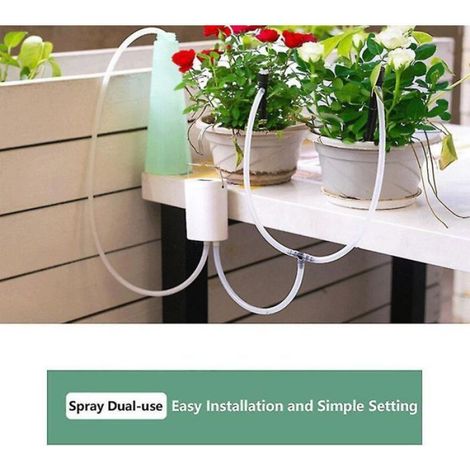 Minuterie Pompe Arrosage Automatique - 4 Têtes - Pour Balcon Bureau Salon - Batterie Lithium 3 7 V - Blanc (1/3)