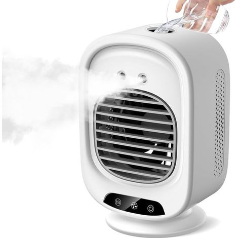 Ventilatore/condizionatore d'aria portatile 2 in 1, modello Comfort bianco, 3 velocità, USB (1/5)