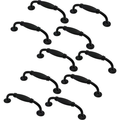 Set di 10 maniglie per ante di armadi e cassetti in lega di zinco nero opaco, lunghezza 115 mm. (1/4)