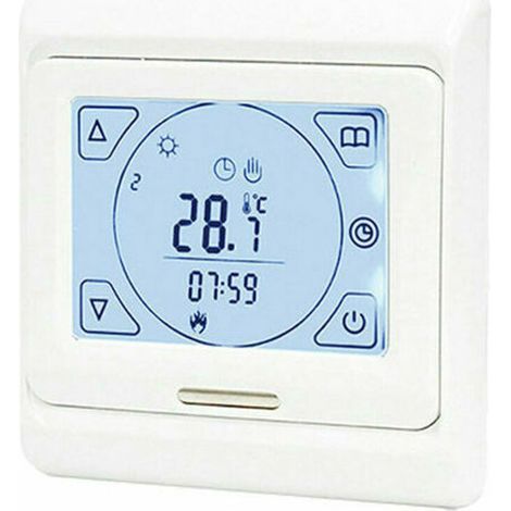 Thermostat programmable 16 A pour chauffage au sol électrique avec sonde, thermostat d'ambiance numérique pour chauffage au sol, régulateur à écran tactile LCD (1/5)