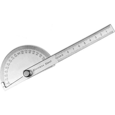 Rapporteur d'angle en acier inoxydable à 180 degrés, outil de mesure pour le travail du bois à bras réglable (1/5)
