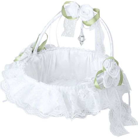 Panier de fleurs blanc mariage ruban satin décoration élégant romantique pour photo de mariage (1/4)