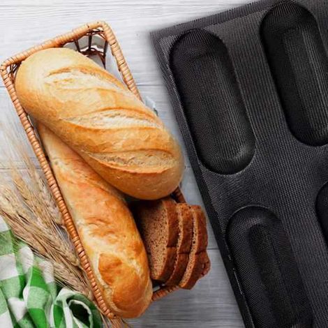 Subway Brotform aus schwarzem Fiberglas mit 12 Fächern, französischer Stil, für Hotdogs.