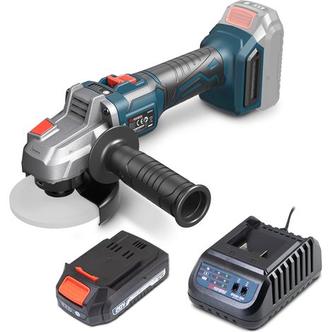Meuleuse dangle sans fil 20V - 125mm avec moteur brushless livrée avec 1 batterie 2Ah et un chargeur rapide. (1/4)