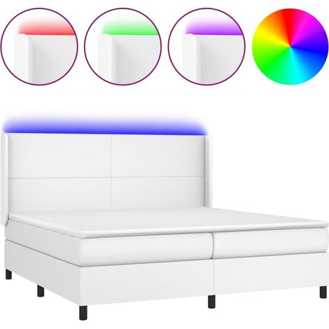 Maison Exclusive - Sommier à lattes de lit matelas LED Blanc 200x200 cm Similicuir (1/5)